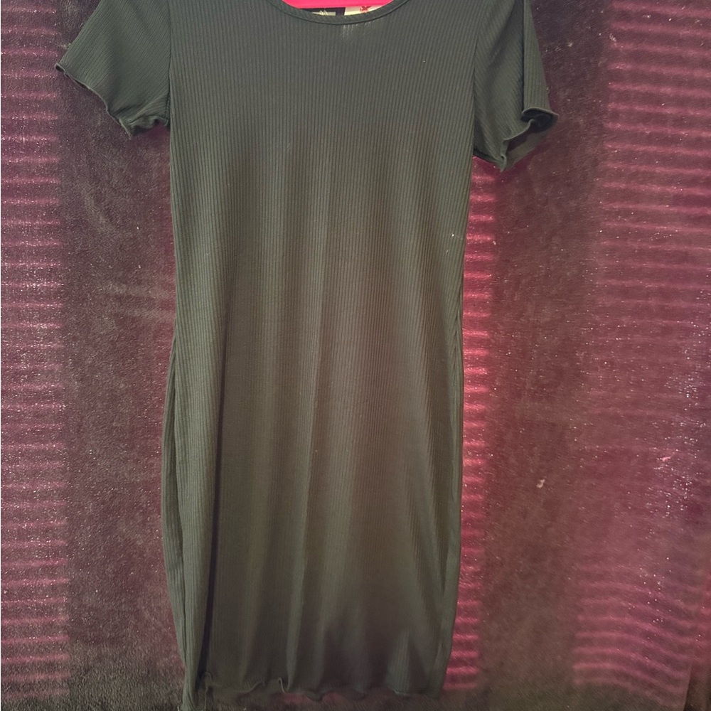 Chic Black Ribbed Mini Dress
